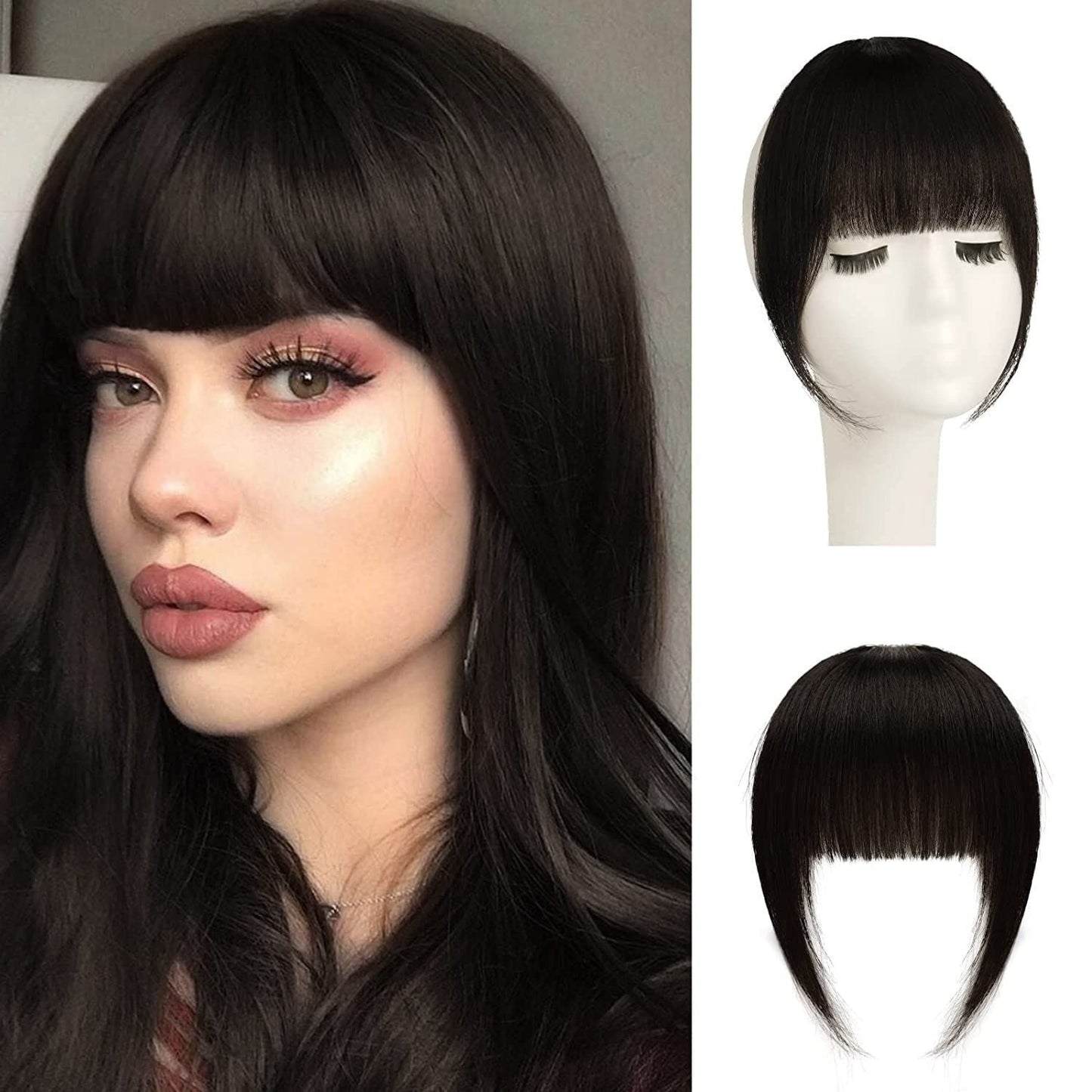 100% Human Hair Clip in Air Bangs