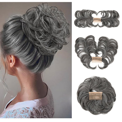 Messy Bun Hair Piece Side Comb Clip in Hair Bun Hairpiece