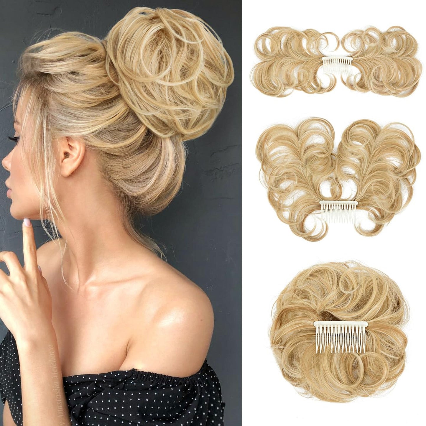 Messy Bun Hair Piece Side Comb Clip in Hair Bun Hairpiece