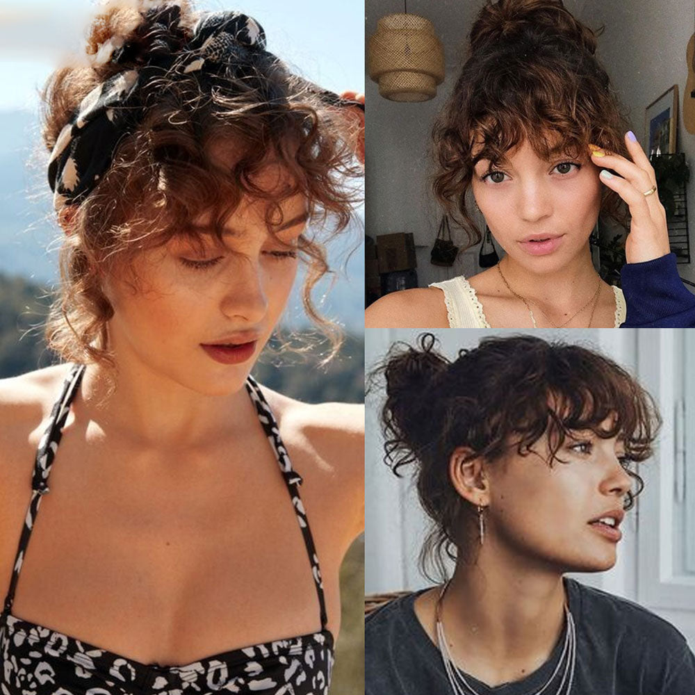 100% Human Hair curly hair air bangs