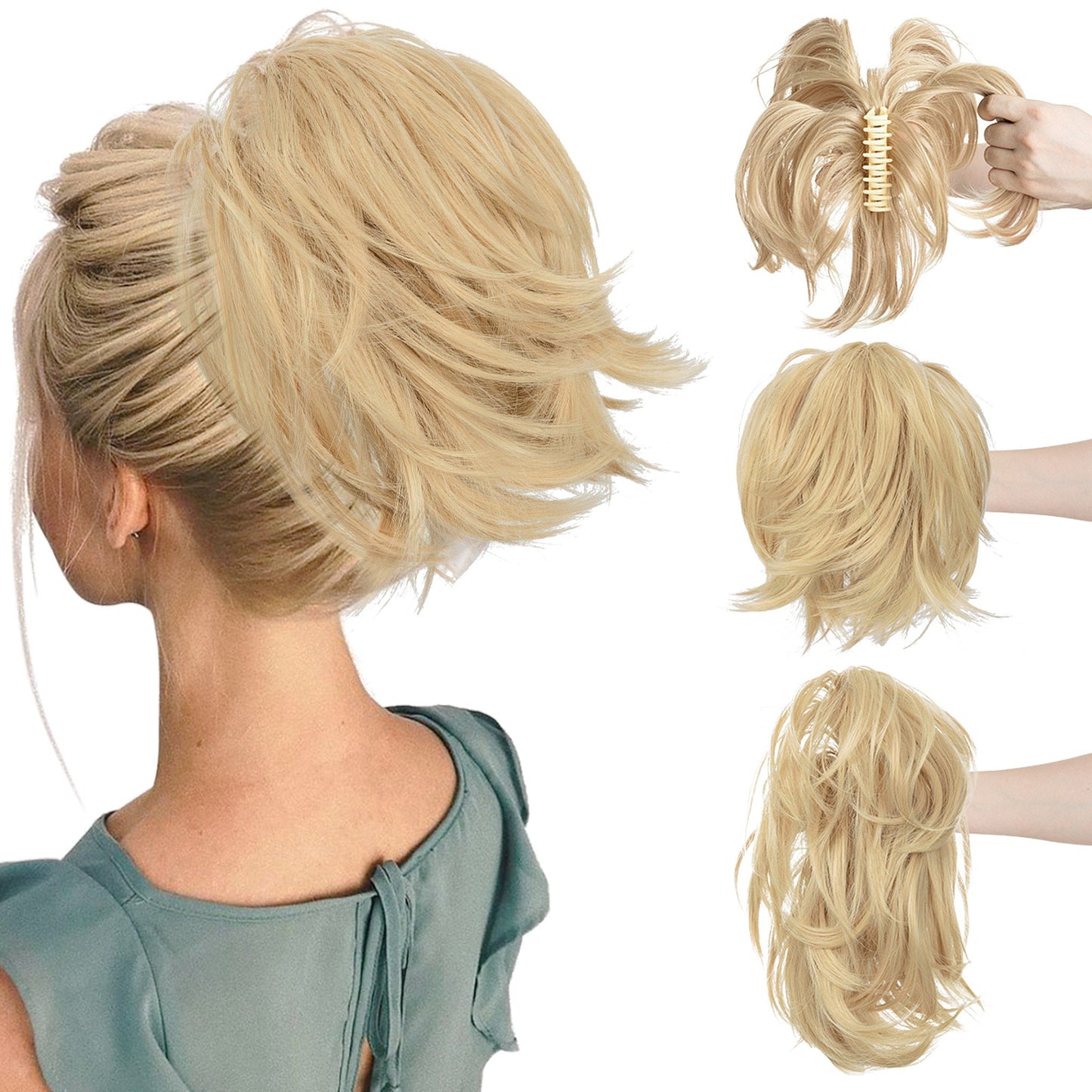 Synthetic Claw Clip In Ponytail Hair Extensions Diy Hairpiece Hair Bun