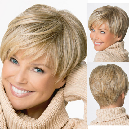 Harriet - Short  Blonde Pixie Cut Wigs for White Women Dark Brown Ombre Blonde