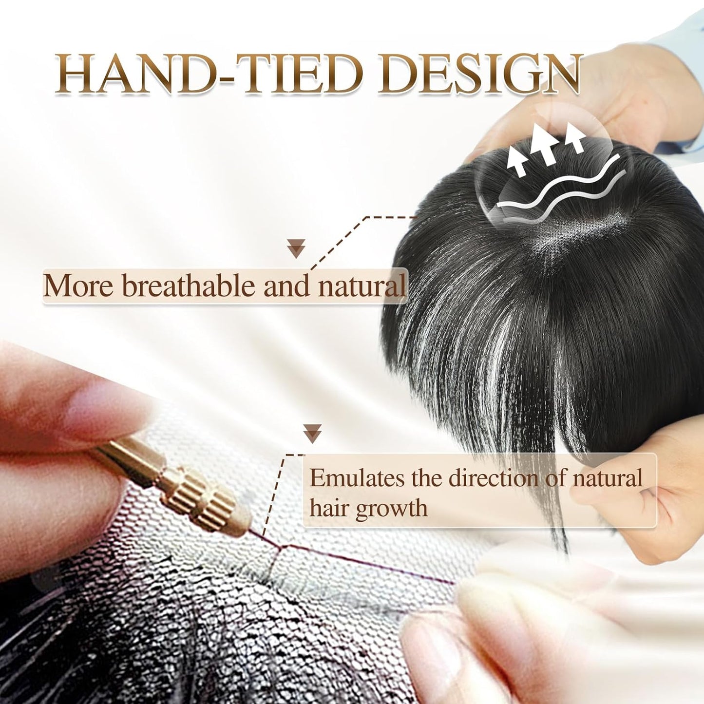 100% Human Hair Toppers for Women Adding Hair Volume Topper with Bangs 12 inches Invisible