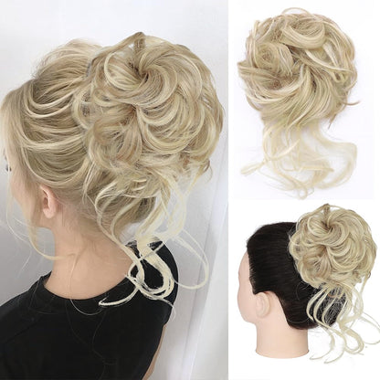 Messy Bun Hair Piece Wavy Curly Chignon Ponytail Hairpiece for Daily Wear