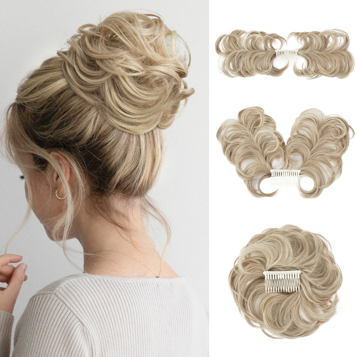 Messy Bun Hair Piece Side Comb Clip in Hair Bun Hairpiece