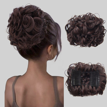 Short Messy Curly Dish Hair Bun Extension