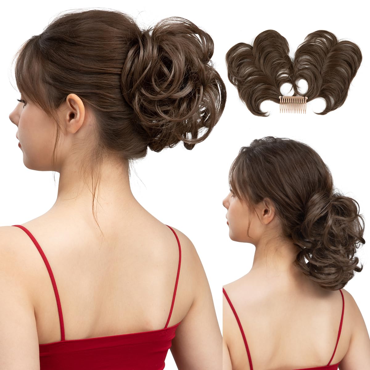 Messy Bun Hair Piece Side Comb Clip in Hair Bun Hairpiece