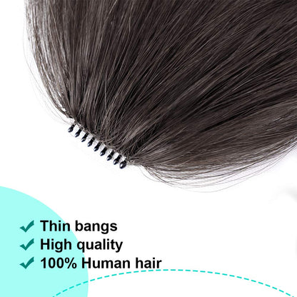 100% Human Hair Clip in Air Bangs