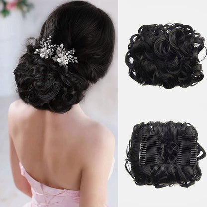 Short Messy Curly Dish Hair Bun Extension