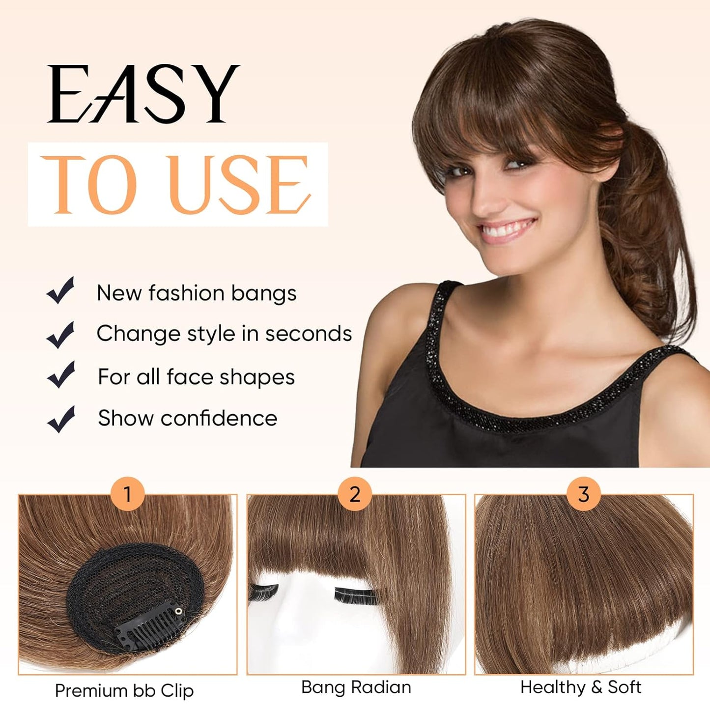 Clip in Bangs-100% human hair French Bangs in hair pieces