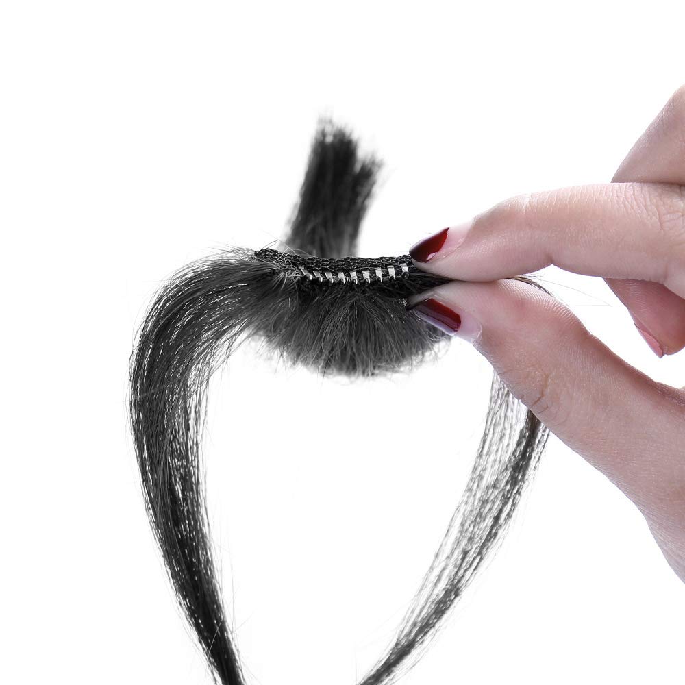 100% Human Hair Clip in Air Bangs