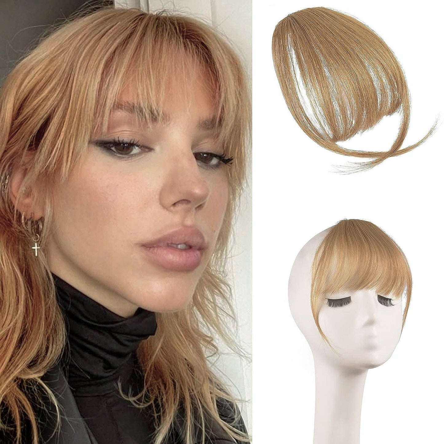 100% Human Hair Clip in Air Bangs
