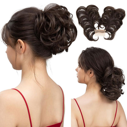 Messy Bun Hair Piece Side Comb Clip in Hair Bun Hairpiece