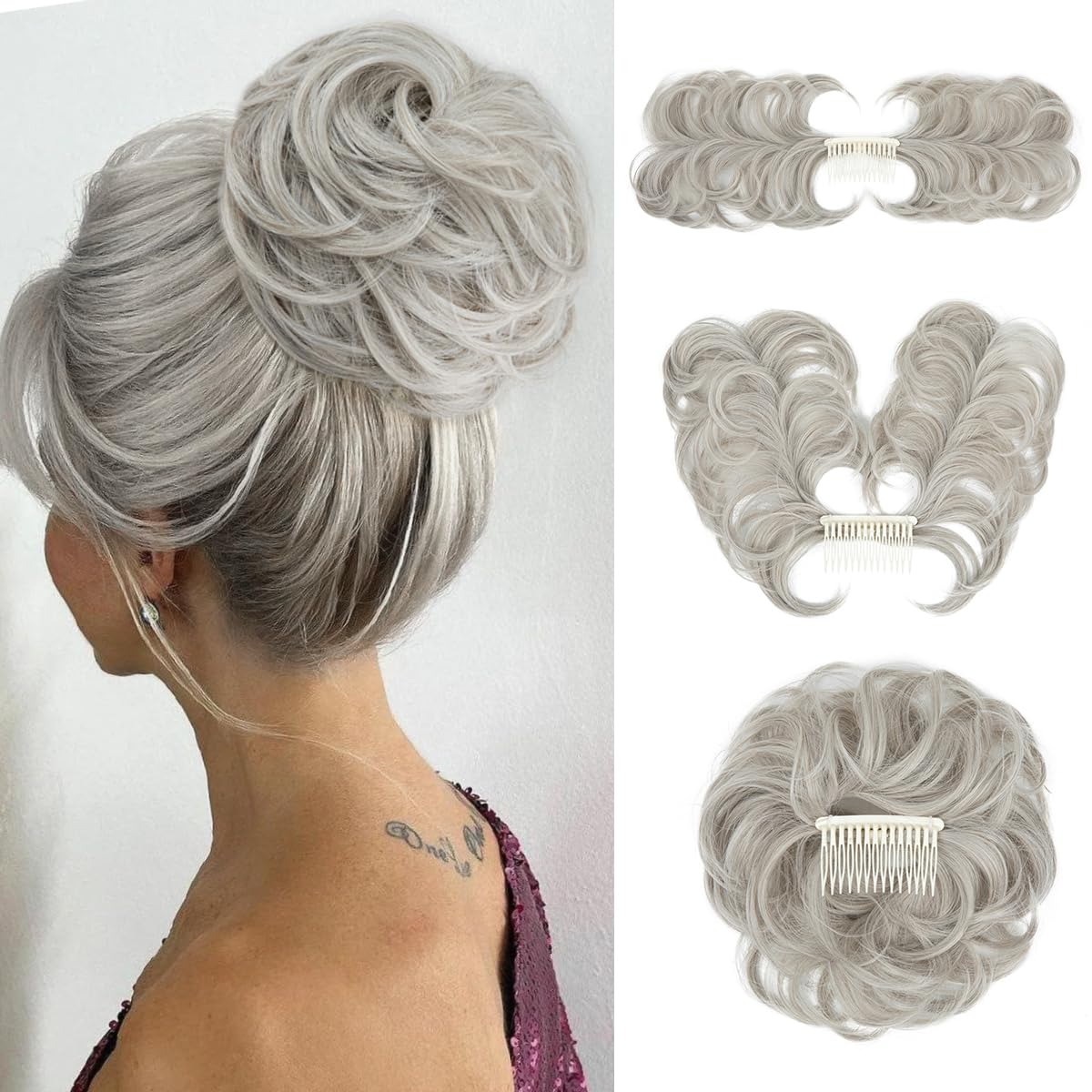 Messy Bun Hair Piece Side Comb Clip in Hair Bun Hairpiece