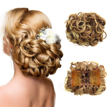Short Messy Curly Dish Hair Bun Extension