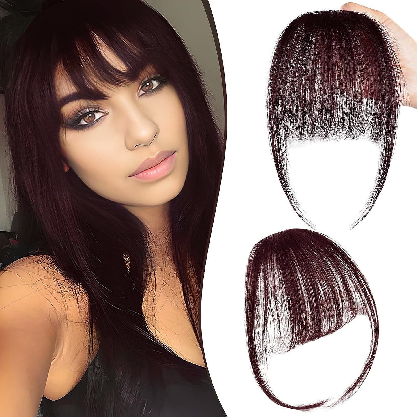 100% Human Hair Clip in Air Bangs