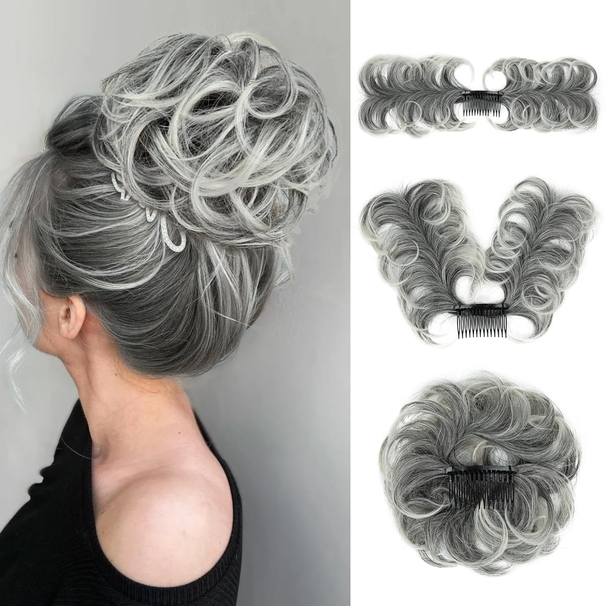 Messy Bun Hair Piece Side Comb Clip in Hair Bun Hairpiece