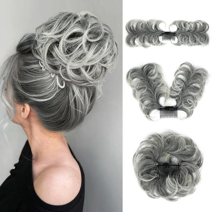 Messy Bun Hair Piece Side Comb Clip in Hair Bun Hairpiece
