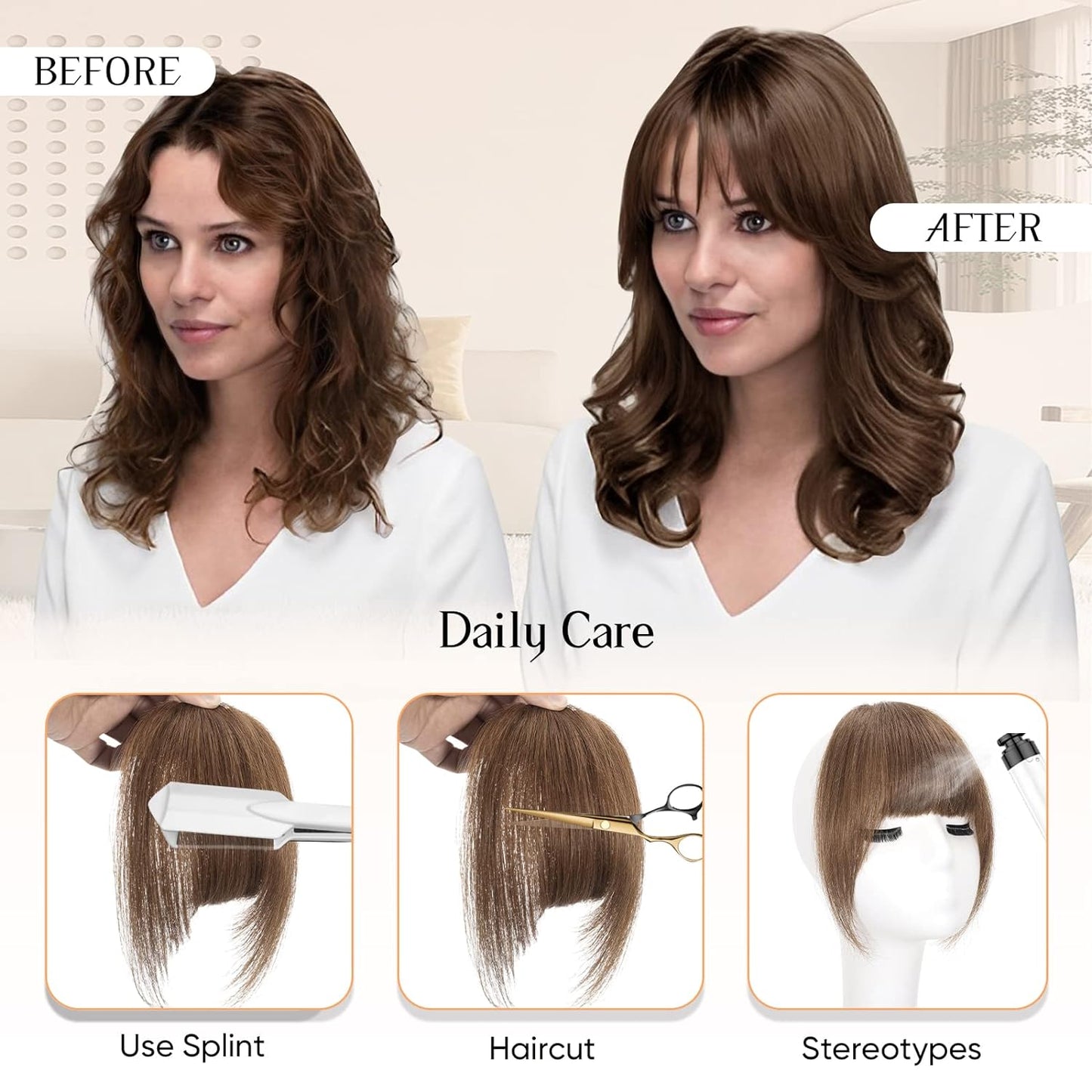 Clip in Bangs-100% human hair French Bangs in hair pieces