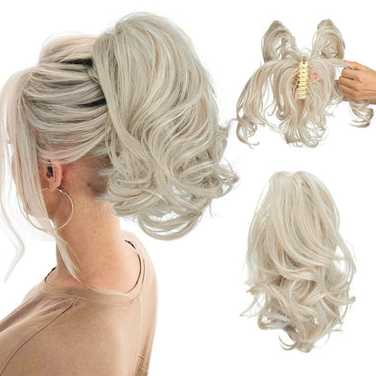 Claw Clip Short Ponytail Hair Extensions Bendable Metals Messy Bun