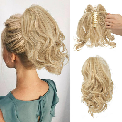 Claw Clip Short Ponytail Hair Extensions Bendable Metals Messy Bun