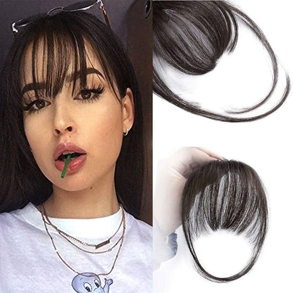 100% Human Hair Clip in Air Bangs