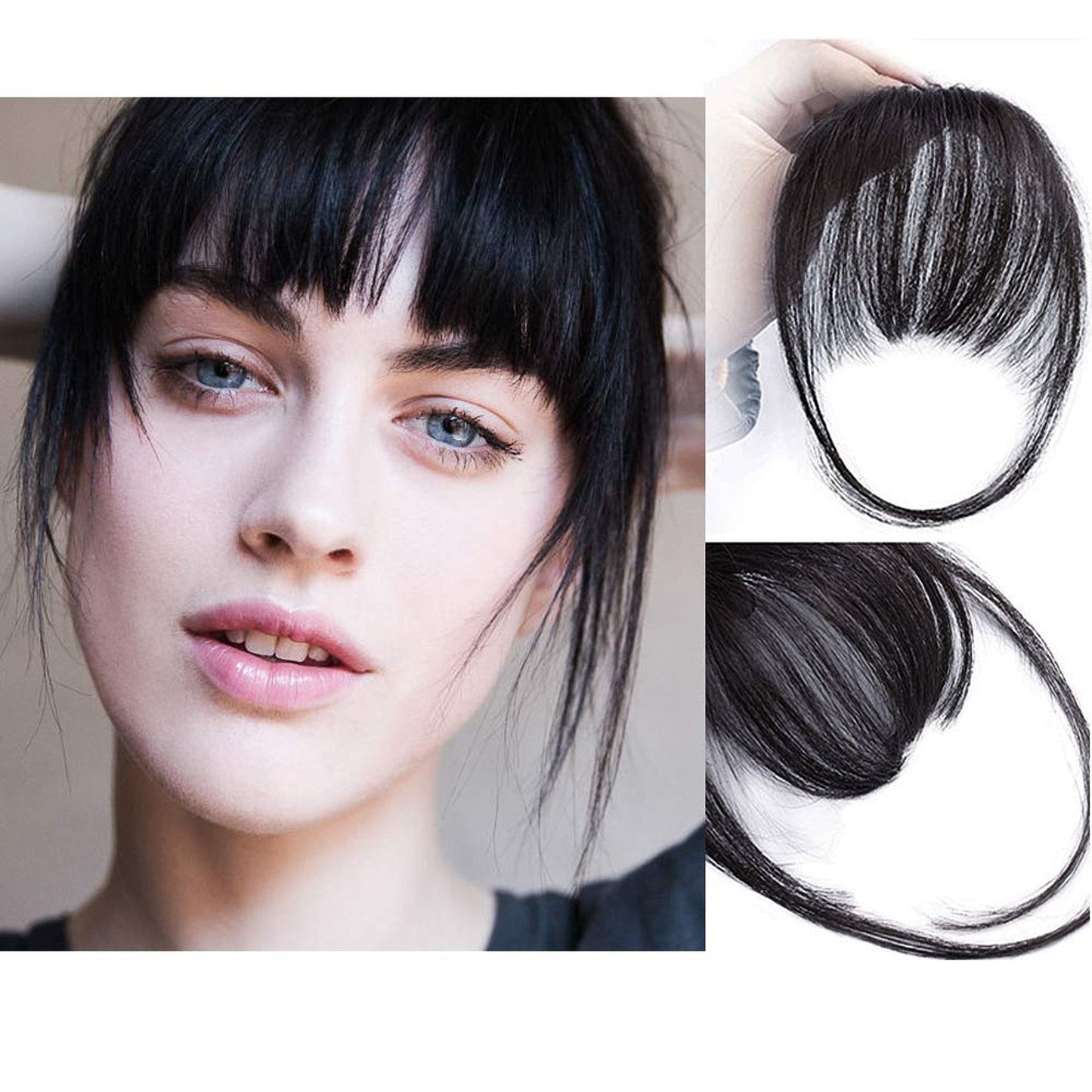 100% Human Hair Clip in Air Bangs