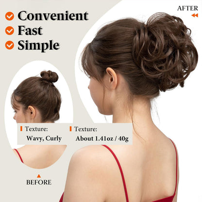 Messy Bun Hair Piece Side Comb Clip in Hair Bun Hairpiece