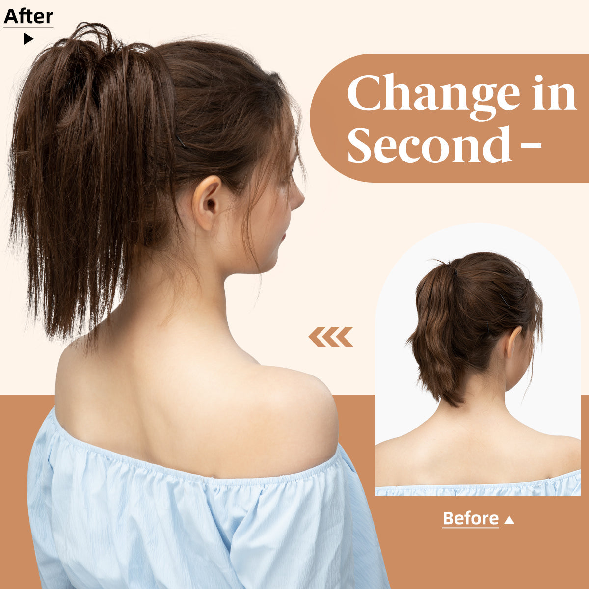 Messy ponytail clip extends hair