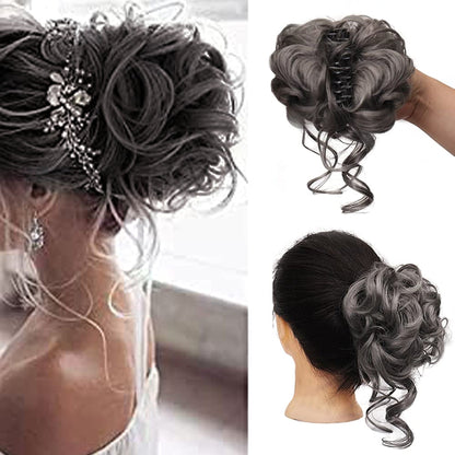 Messy Bun Hair Piece Wavy Curly Chignon Ponytail Hairpiece for Daily Wear