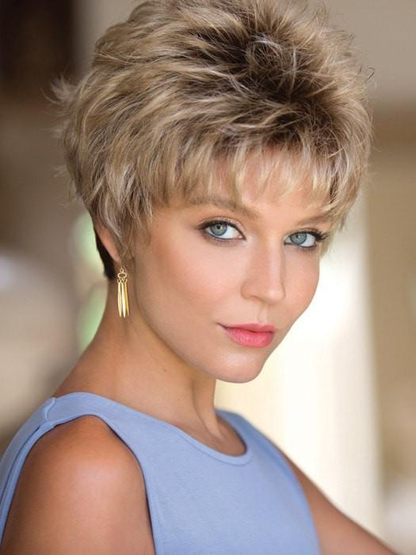 Harriet - Short  Blonde Pixie Cut Wigs for White Women Dark Brown Ombre Blonde
