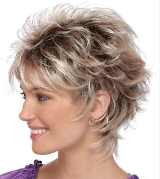 Harriet - Short  Blonde Pixie Cut Wigs for White Women Dark Brown Ombre Blonde