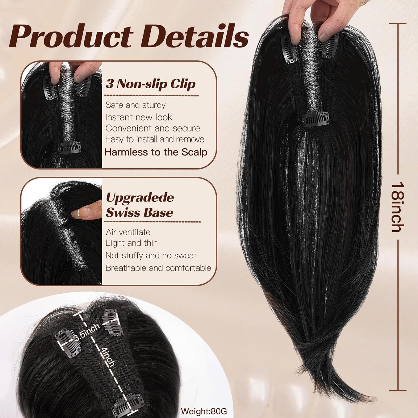 Rachel - 100% Human Hair 14 Inch Hair Toppers for Women Hair Pieces