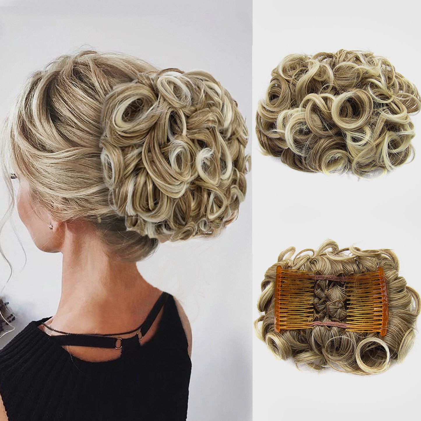 Short Messy Curly Dish Hair Bun Extension