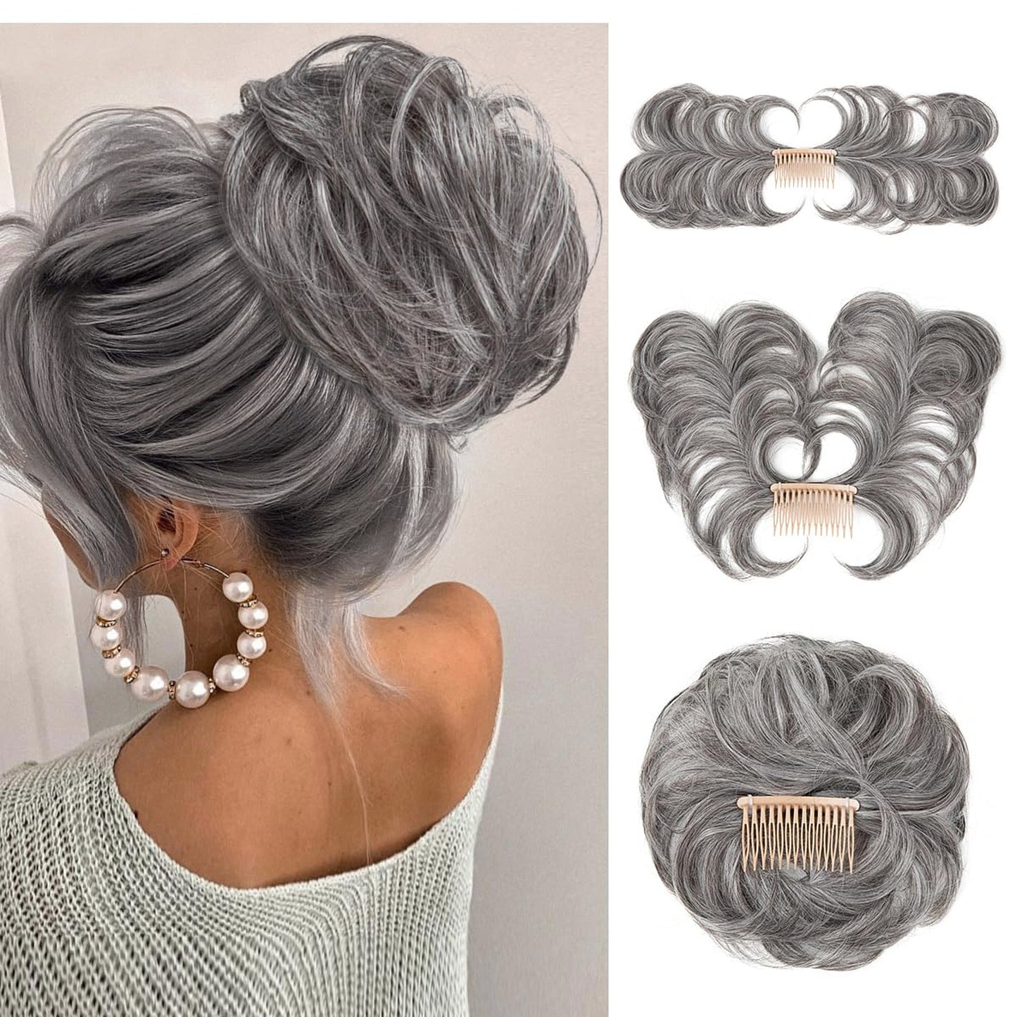 Messy Bun Hair Piece Side Comb Clip in Hair Bun Hairpiece