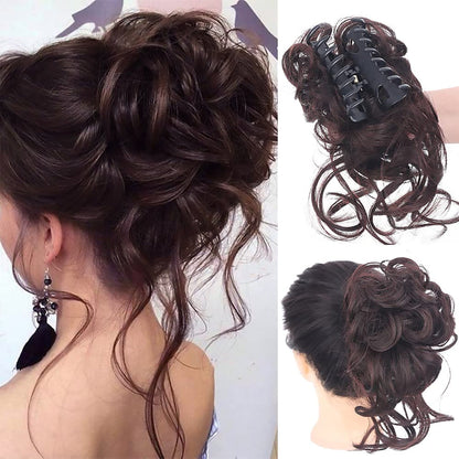 Messy Bun Hair Piece Wavy Curly Chignon Ponytail Hairpiece for Daily Wear