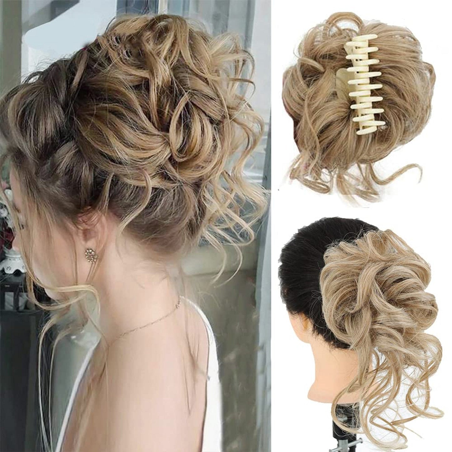 Messy Bun Hair Piece Wavy Curly Chignon Ponytail Hairpiece for Daily Wear
