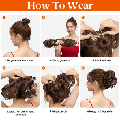 Messy Bun Hair Piece Side Comb Clip in Hair Bun Hairpiece