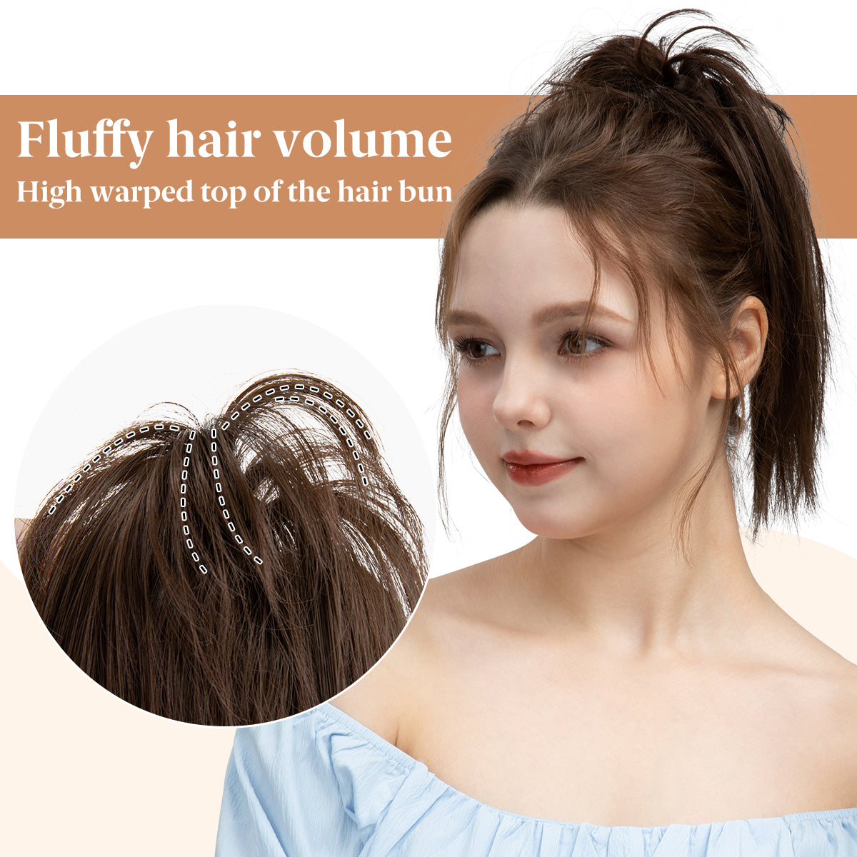 Messy ponytail clip extends hair